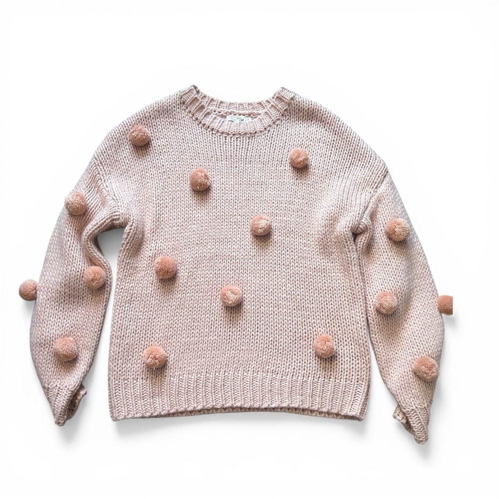 NWE IN ~ Pom Pom Knit Sweater in Rose Light Pink MEDIUM NWT